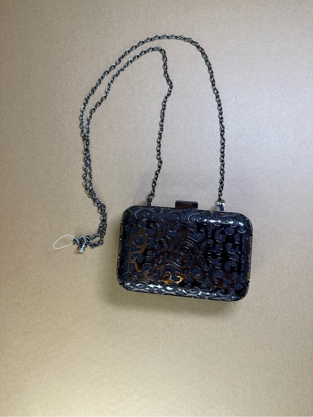 Black Cutout Chain Clutch - Evening Wristlet